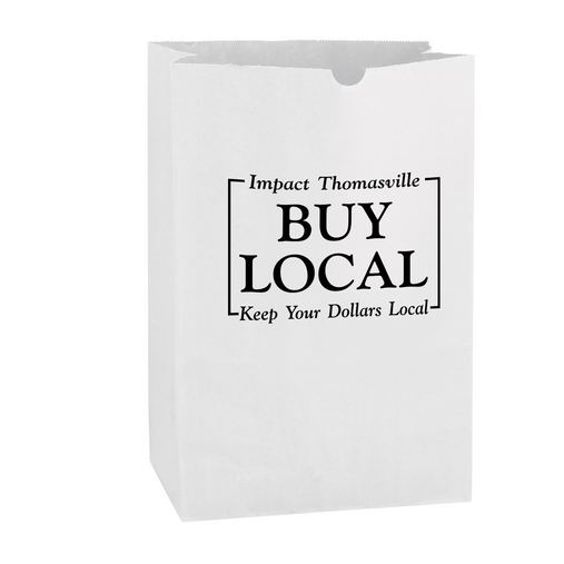 Custom Printed White Kraft Paper SOS Grocery Bag (Size 1/6 Bbl.) - Flexo Ink - 6G16BW-FI